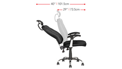 black Reclining Office Chair Brooks Collection measurements diagram by CorLiving#color_black