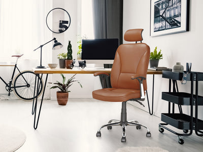 light brown Reclining Office Chair Brooks Collection lifestyle scene by CorLiving#color_light-brown