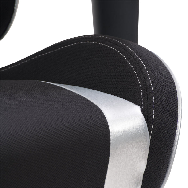 black and silver Ergonomic Gaming Chair Workspace Collection detail image by CorLiving