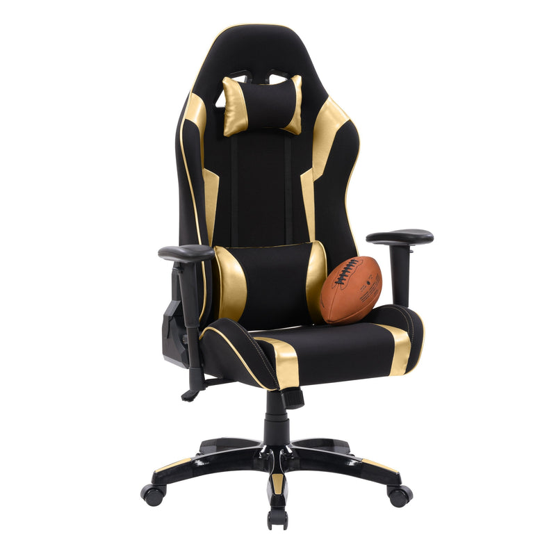 black and gold Ergonomic Gaming Chair Workspace Collection detail image by CorLiving