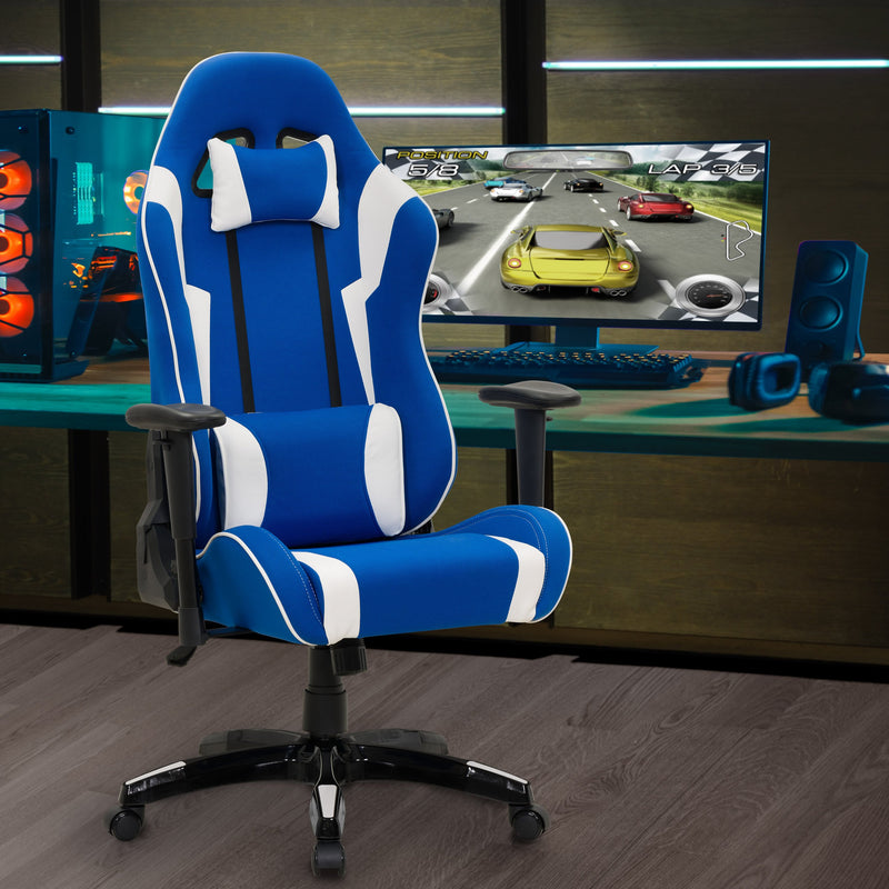 black and gold Ergonomic Gaming Chair Workspace Collection lifestyle scene by CorLiving