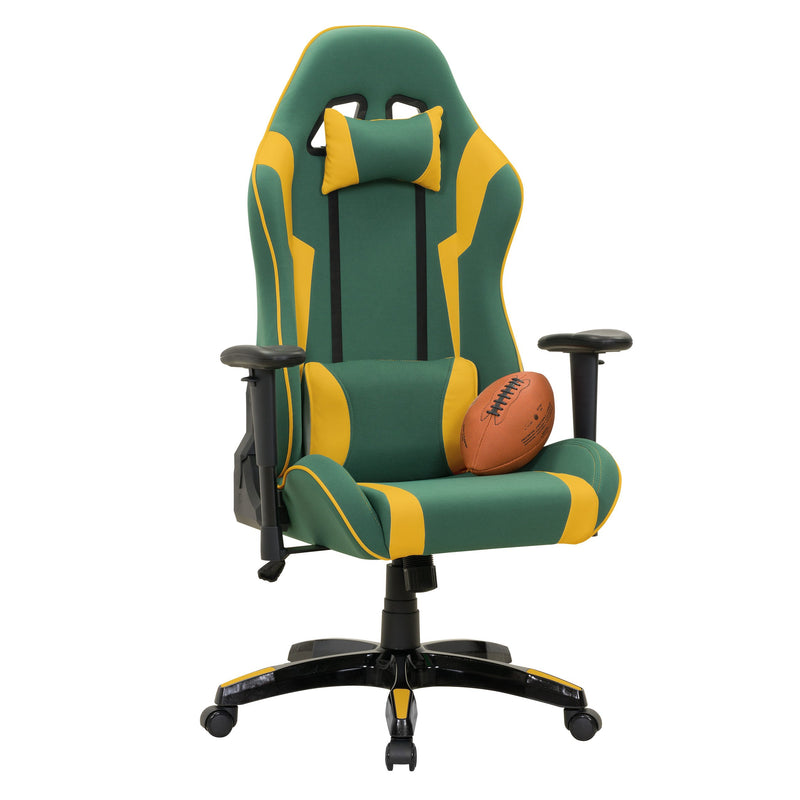 green and yellow Ergonomic Gaming Chair Workspace Collection detail image by CorLiving