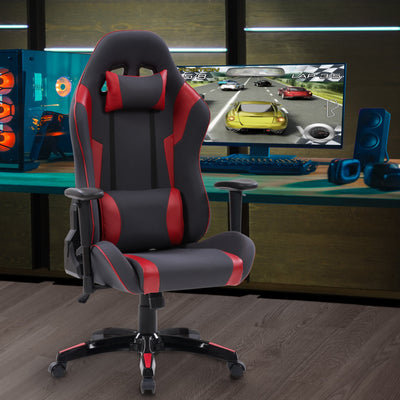 grey and red Ergonomic Gaming Chair Workspace Collection lifestyle scene by CorLiving#color_grey-and-red