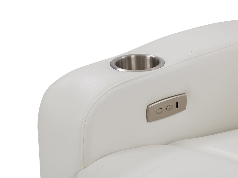 white Power Recliner with Cup Holder Ophelia Collection detail image by CorLiving