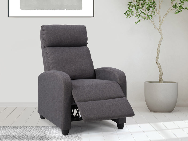 dark grey Push Back Recliner Ophelia Collection lifestyle scene by CorLiving