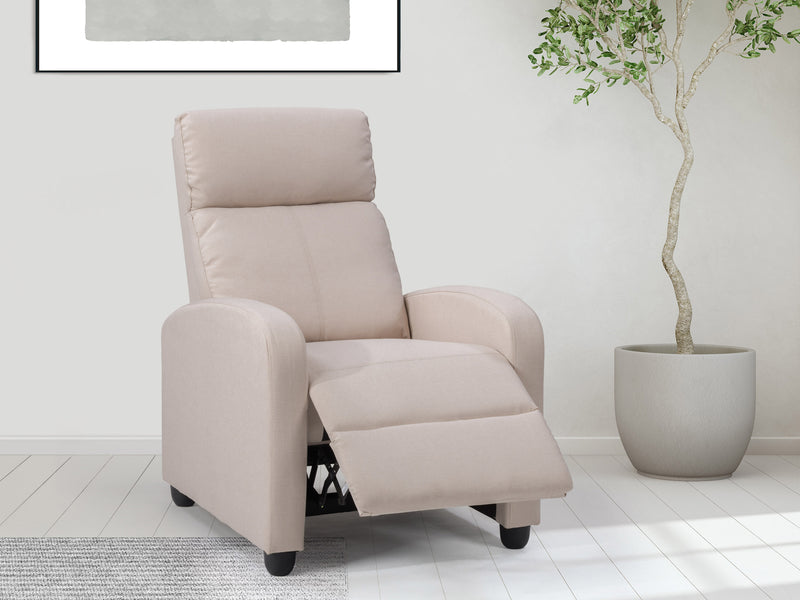 beige Push Back Recliner Ophelia Collection lifestyle scene by CorLiving