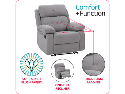 light grey Extra Wide Recliner Oren Collection infographic by CorLiving#color_light-grey
