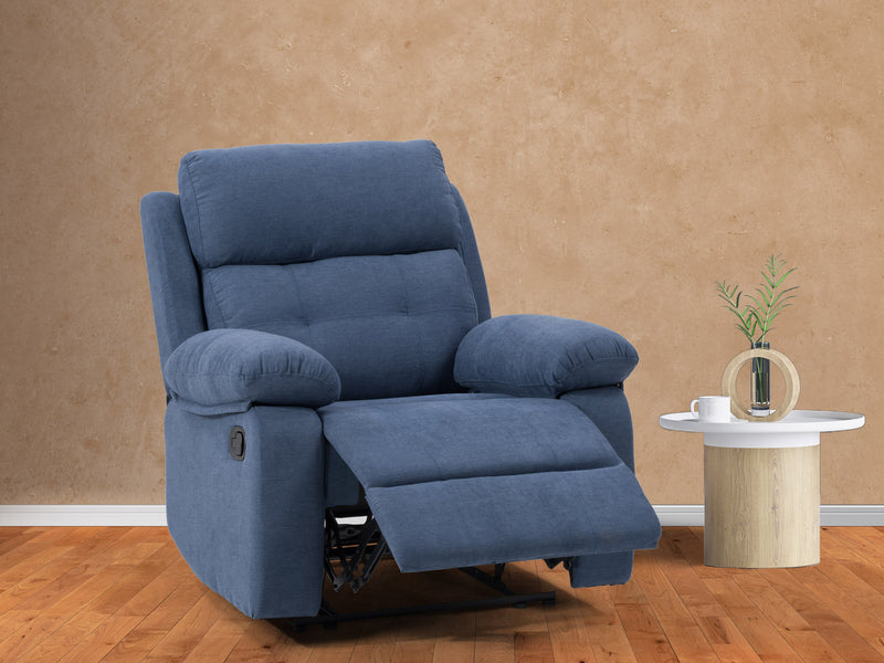 blue Extra Wide Recliner Oren Collection lifestyle scene by CorLiving
