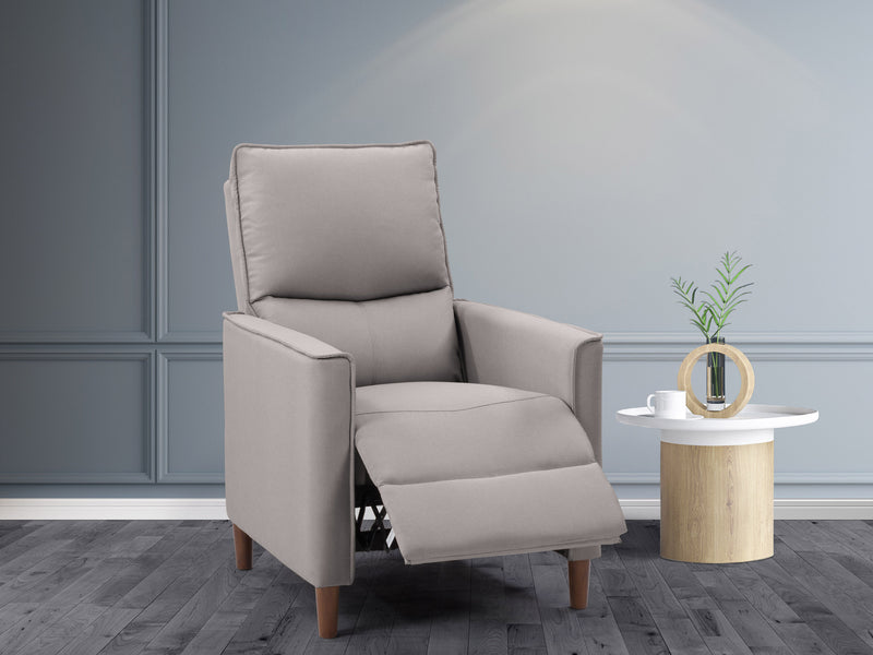 light grey Mid Century Recliner Alder Collection lifestyle scene by CorLiving