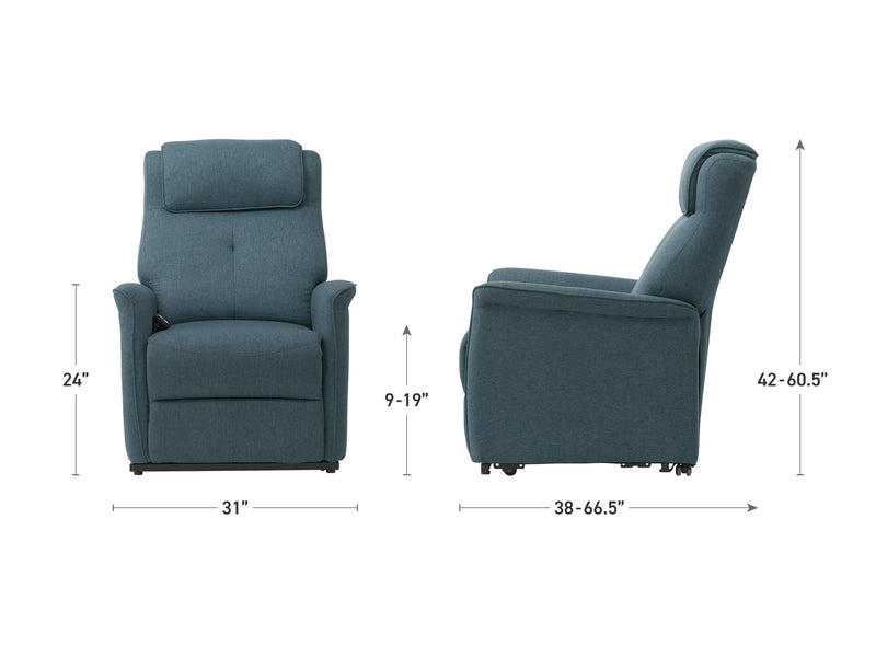 blue Power Lift Recliner Ashley Collection measurements diagram by CorLiving