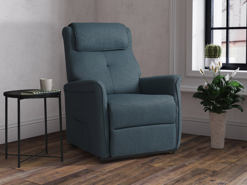 blue Power Lift Recliner Ashley Collection lifestyle scene by CorLiving
