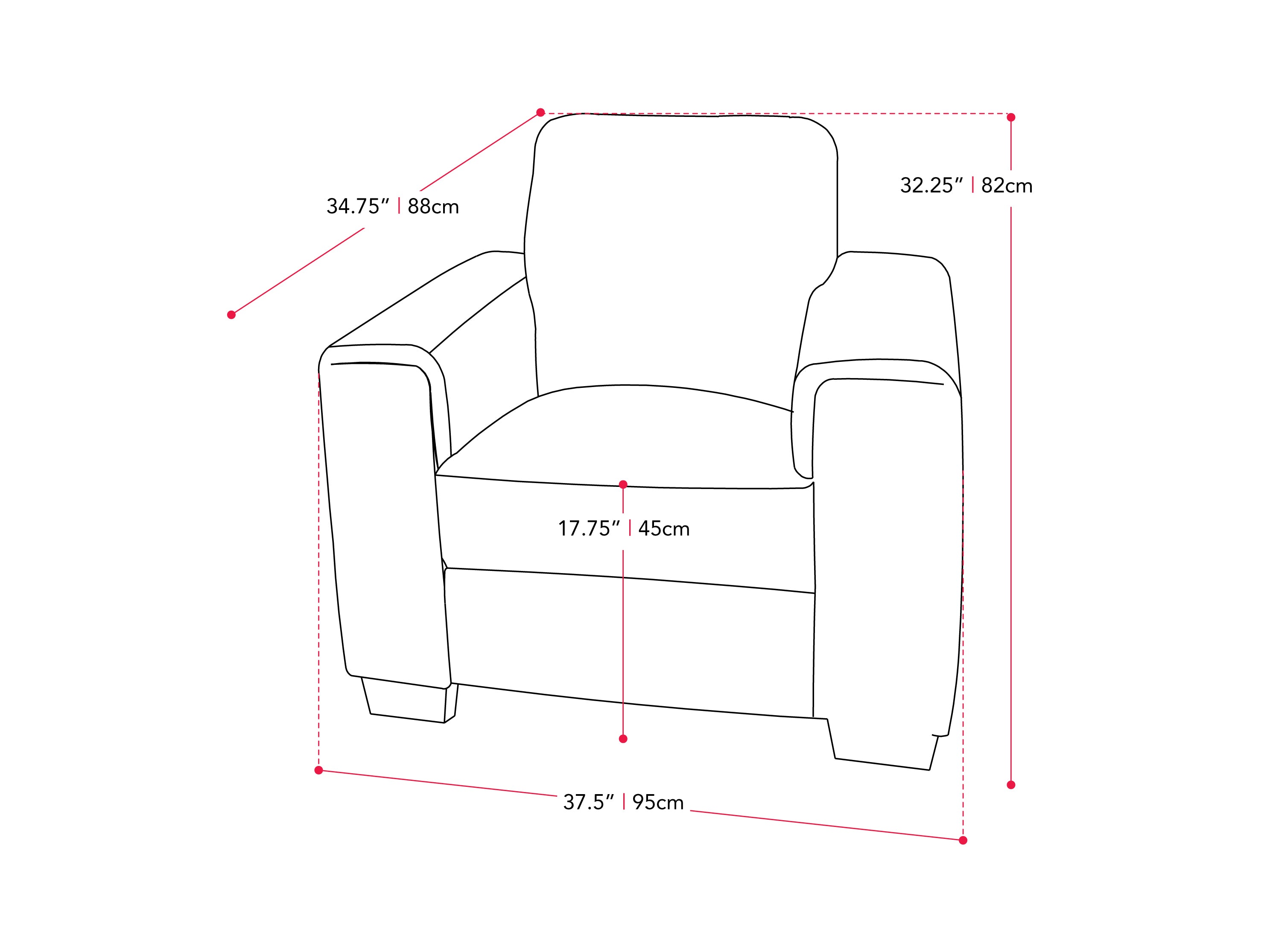 light grey Grey Accent Chair Lyon Collection measurements diagram by CorLiving#color_lyon-light-grey