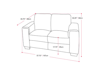 dark grey 2 Seater Sofa Loveseat Lyon Collection measurements diagram by CorLiving#color_dark-grey