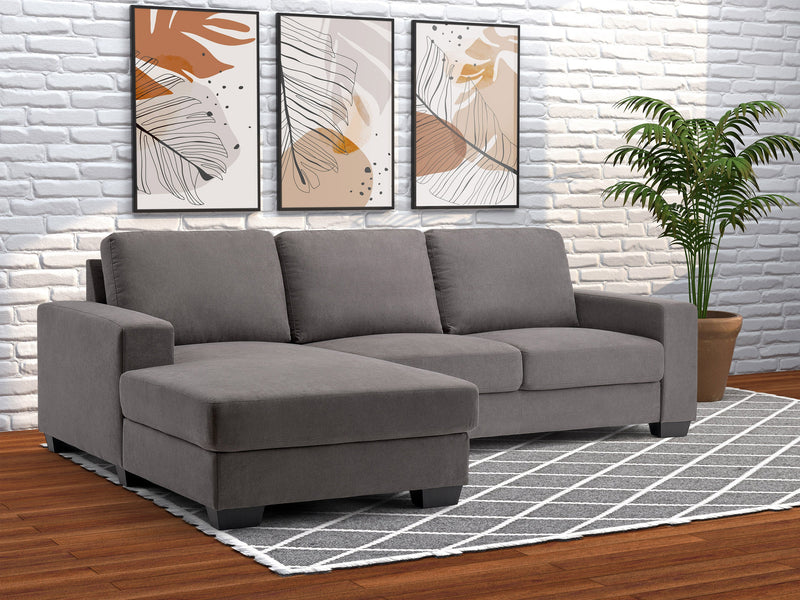 dark grey Wide Sectional Couch, Right Facing Lyon Collection lifestyle scene by CorLiving