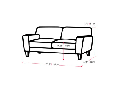 beige 2 Seater Sofa Loveseat Ari Collection measurements diagram by CorLiving#color_beige