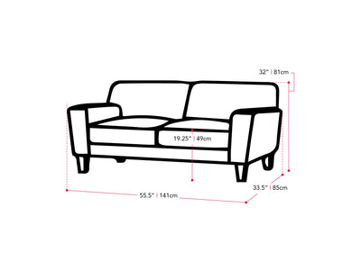 grey 2 Seater Sofa Loveseat Ari Collection measurements diagram by CorLiving#color_grey