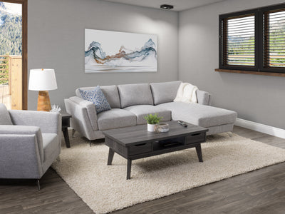 light grey L Shaped Sofa, Right Facing Lansing Collection lifestyle scene by CorLiving#color_light-grey