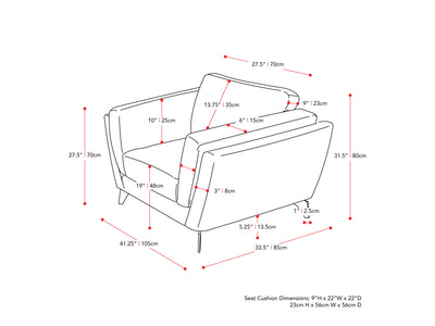 light grey Upholstered Armchair Lansing Collection measurements diagram by CorLiving#color_lansing-light-grey