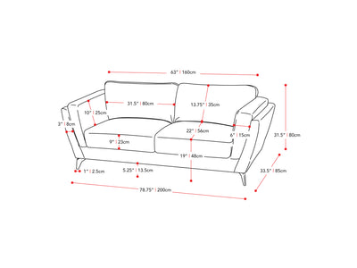 light grey 3 Seater Sofa Lansing Collection measurements diagram by CorLiving#color_light-grey