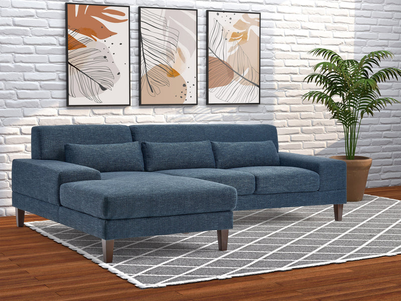 blue Modern Sectional Sofa, Right Facing Ava Collection lifestyle scene by CorLiving