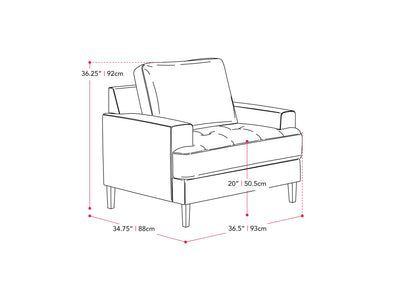 beige Mid Century Armchair Madelyn Collection measurements diagram by CorLiving#color_madelyn-beige