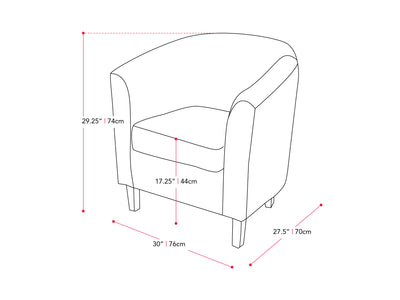 grey Tub Chair Elewood Collection measurements diagram by CorLiving#color_elewood-grey