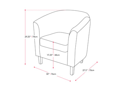 yellow Tub Chair Elewood Collection measurements diagram by CorLiving#color_elewood-yellow