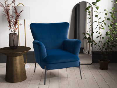 blue Modern Wingback Chair Eliana Collection lifestyle scene by CorLiving#color_eliana-blue