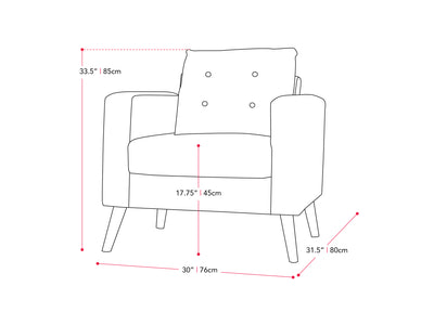green Tufted Accent Chair Lyla Collection measurements diagram by CorLiving#color_lyla-green