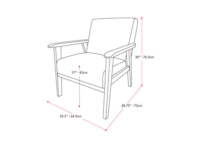 light grey Wood Armchair Greyson Collection measurements diagram by CorLiving#color_greyson-grey