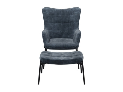 teal Velvet Accent Chair with Stool Charlotte Collection product image by CorLiving#color_charlotte-dark-teal