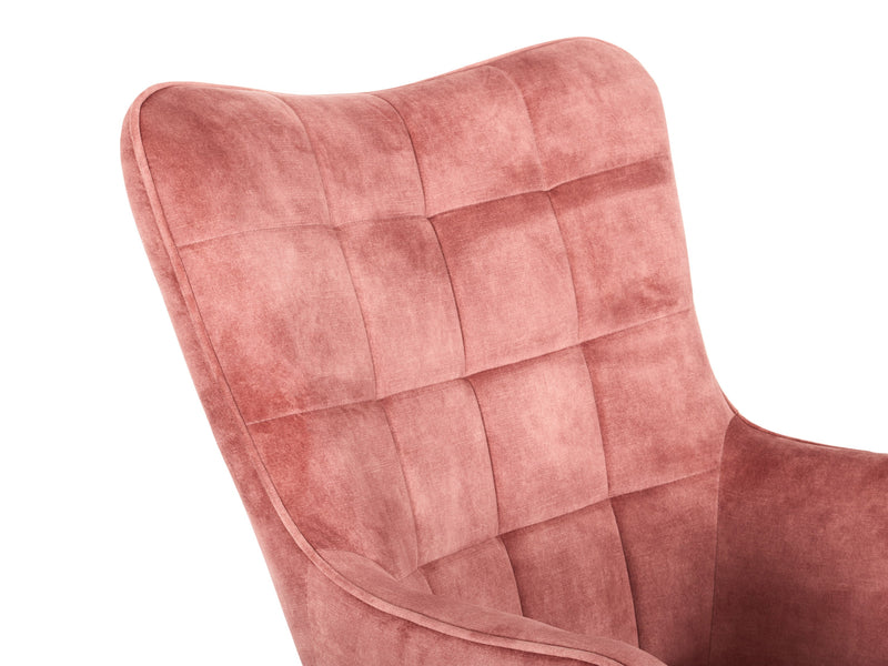 pink Velvet Accent Chair with Stool Charlotte Collection detail image by CorLiving