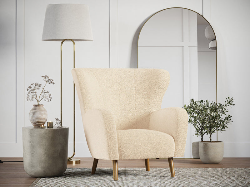 cream Boucle Wing Accent Chair Gianna Collection lifestyle scene by CorLiving