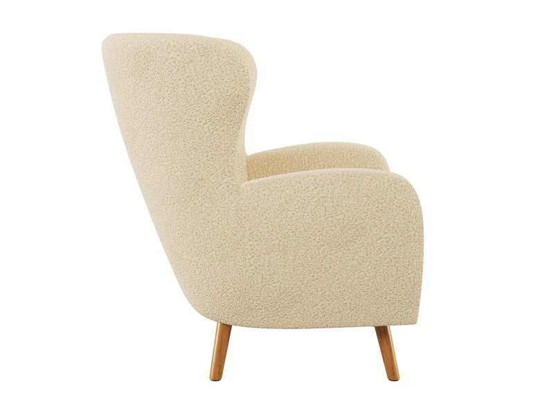 cream Boucle Wing Accent Chair Gianna Collection product image by CorLiving