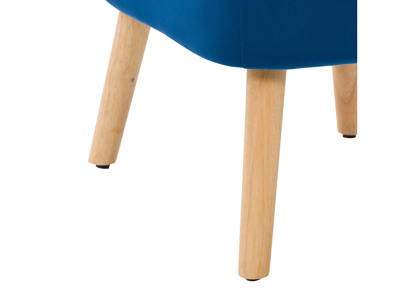 blue Velvet Accent Chair with pouf Lynwood Collection detail image by CorLiving