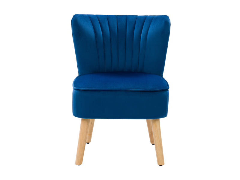 blue Velvet Accent Chair with pouf Lynwood Collection product image by CorLiving