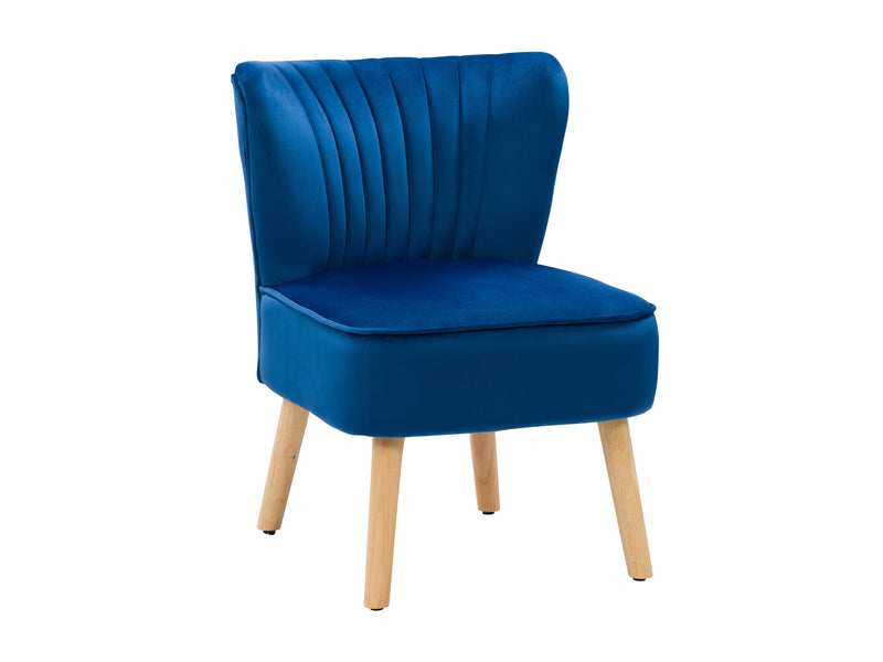 blue Velvet Accent Chair with pouf Lynwood Collection product image by CorLiving