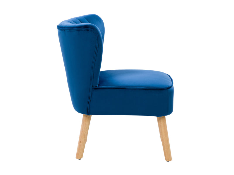blue Velvet Accent Chair with pouf Lynwood Collection product image by CorLiving