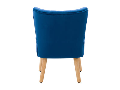 blue Velvet Accent Chair with pouf Lynwood Collection product image by CorLiving#color_blue