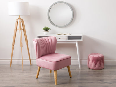pink Velvet Accent Chair Lynwood Collection lifestyle scene by CorLiving#color_pink