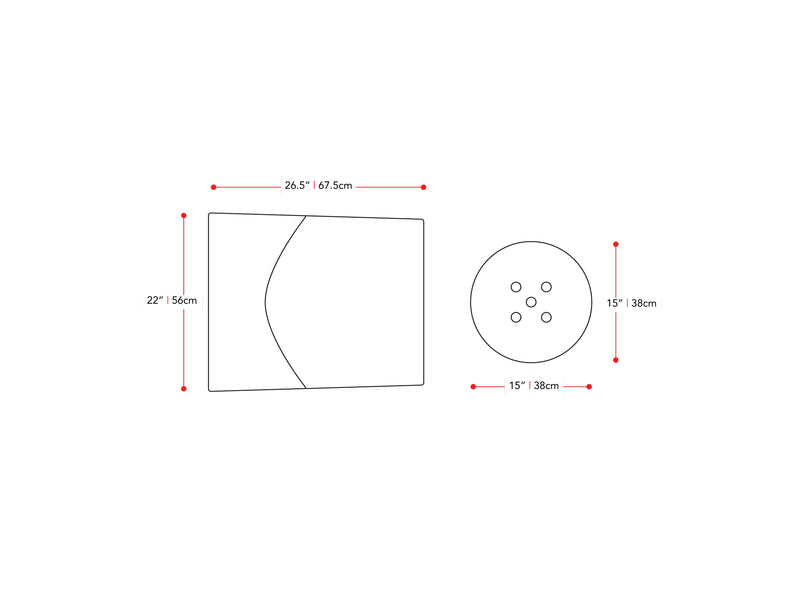 pink Velvet Accent Chair with pouf Lynwood Collection measurements diagram by CorLiving