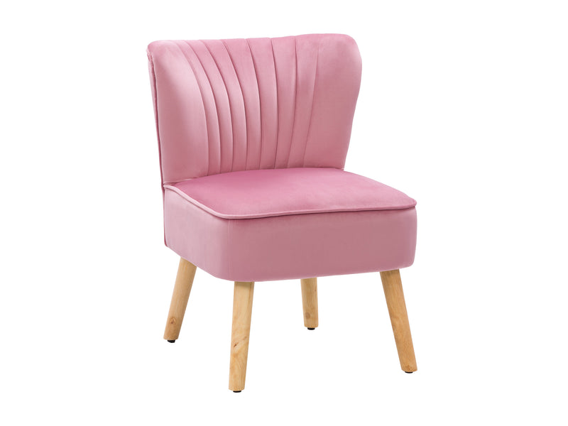 pink Velvet Accent Chair with pouf Lynwood Collection product image by CorLiving