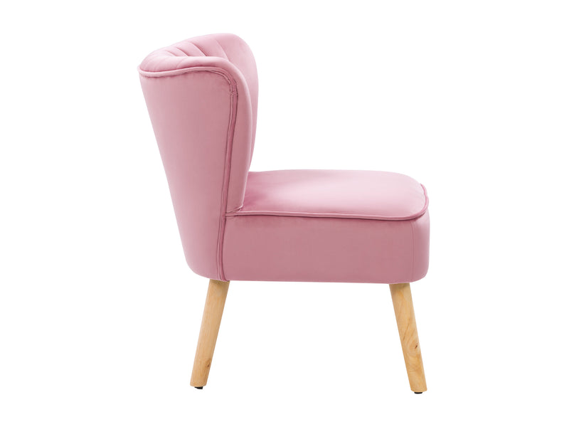 pink Velvet Accent Chair with pouf Lynwood Collection product image by CorLiving