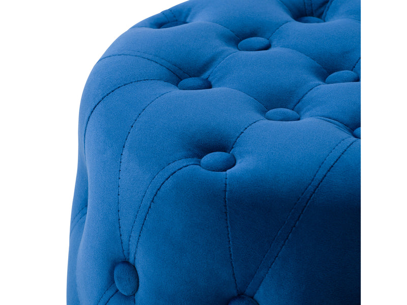 blue Large Round Ottoman Lynwood Collection detail image by CorLiving