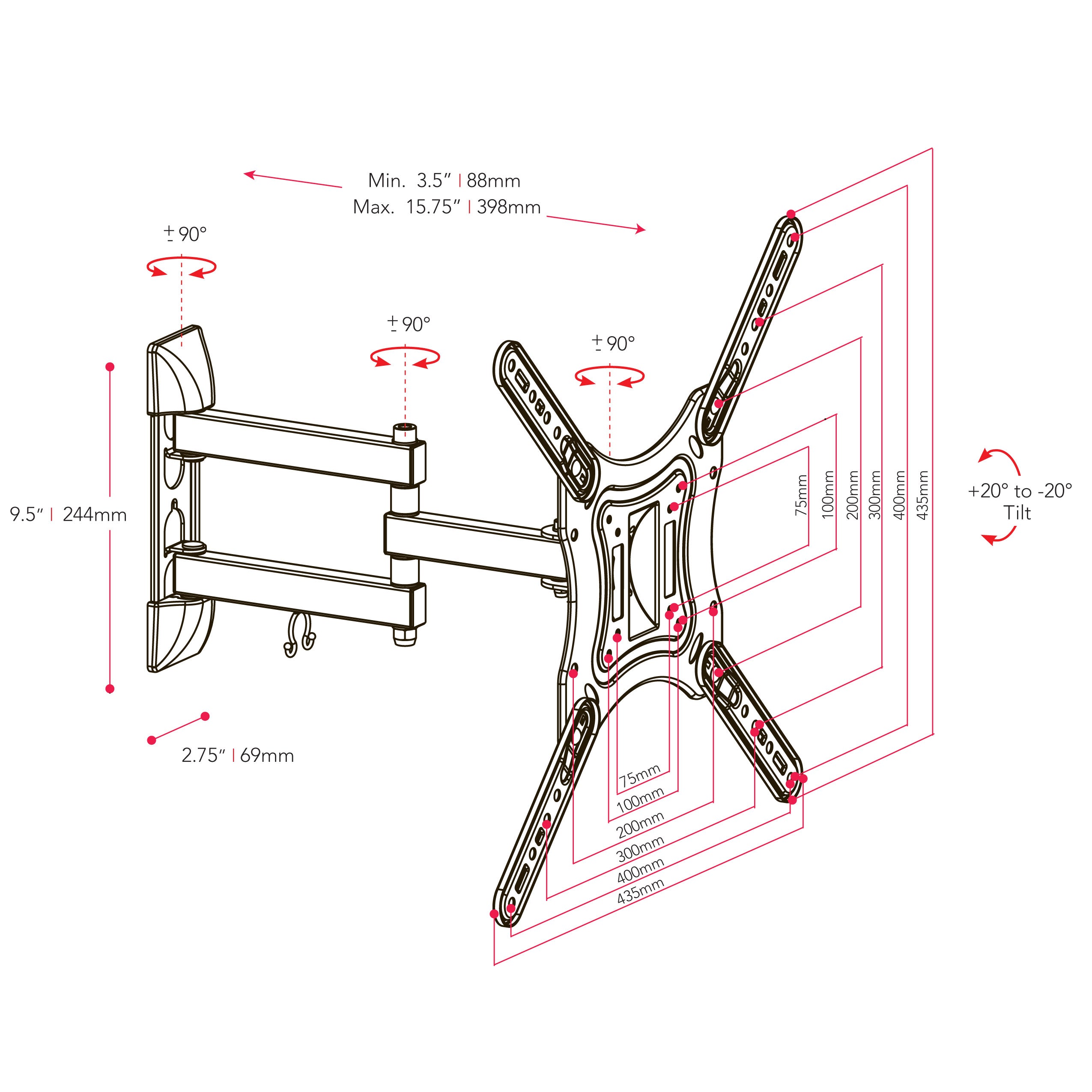 55 inch TV Wall Mount, 23" - 55" TVs