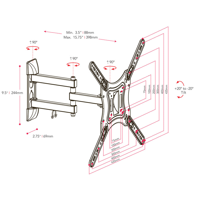 55 inch TV Wall Mount, 23" - 55" TVs