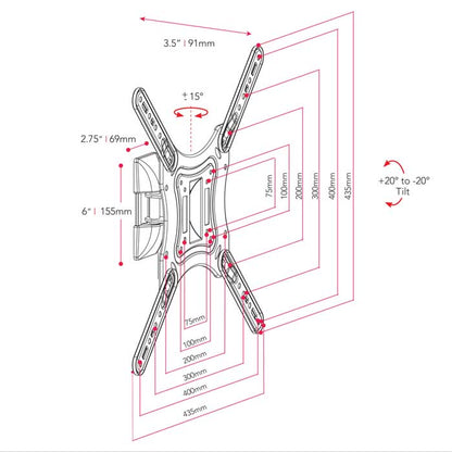 Full Motion TV Wall Mount for 23" - 55" TVs