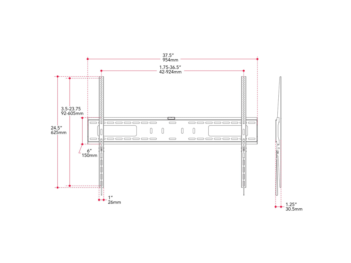Alt Tag: 

"Black fixed wall mount for large TVs up to 100 inches, sturdy metal construction with adjustable brackets and secure locking mechanism for optimal viewing angles."