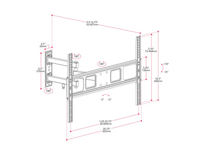 Full Motion TV Wall Mount for TV's up to 70"