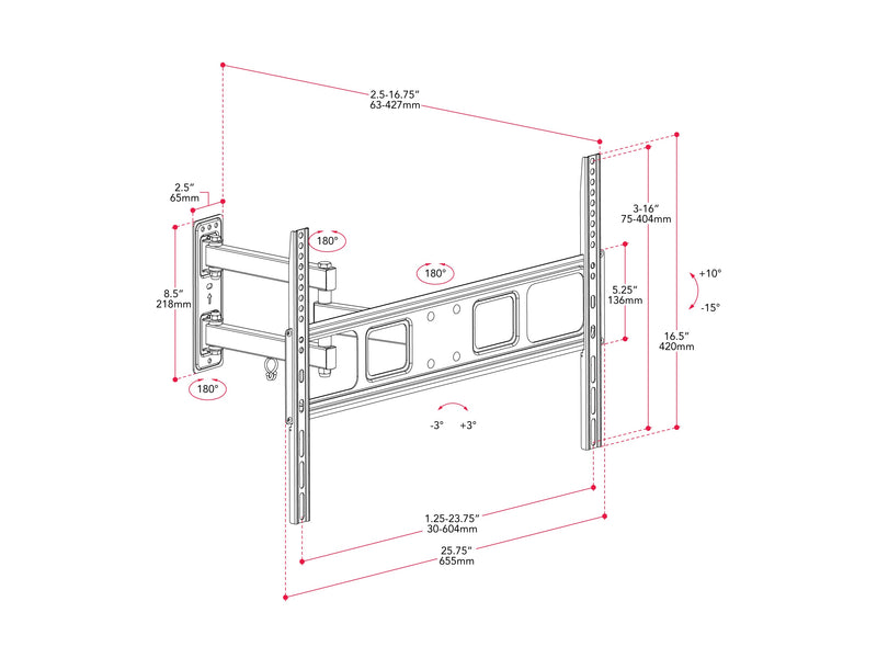 Full Motion TV Wall Mount for TV&